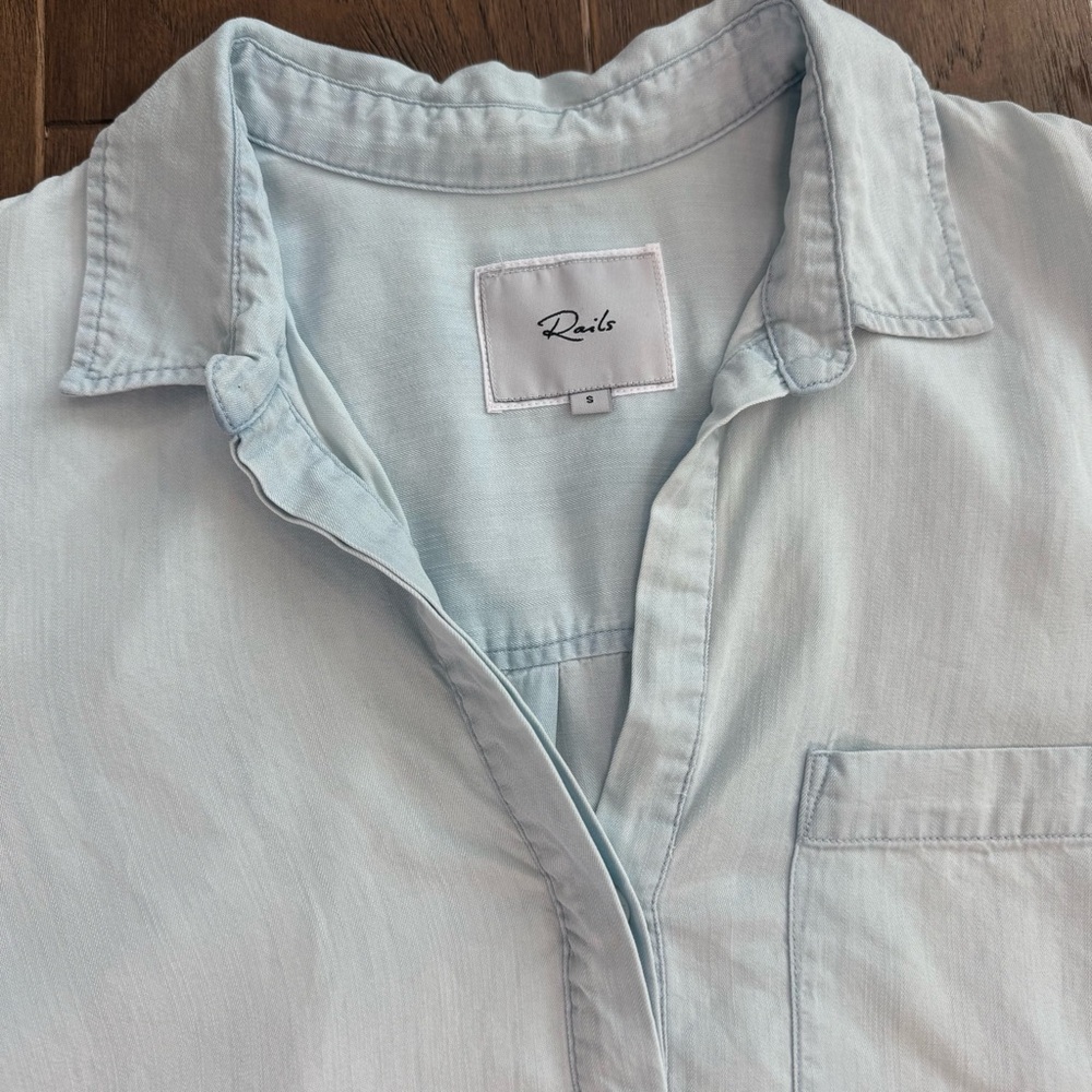 Rails Light Blue Frayed Hem Shirt Dress - Picture 7 of 14
